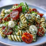 Summer Pasta Pesto Tomatoes Mozzarella
