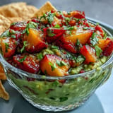 Vibrant Peach Jalapeño Salsa topping grilled fish, bursting with sweet heat.