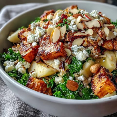 Topped with creamy goat cheese and crunchy almonds, this wholesome bowl is ready to enjoy for lunch or dinner.