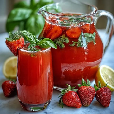 Strawberry Basil Lemonade Pitcher