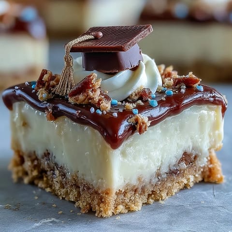 Creamy mini graduation cheesecake bites with sprinkles, perfect for your party.