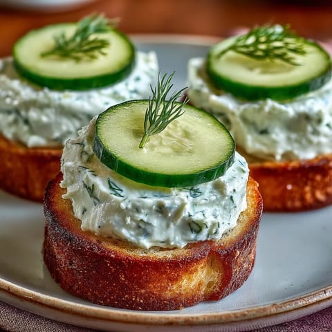 Derby Day Benedictine Cucumber Canapés: creamy, cool, and green appetizers on toasted baguette.