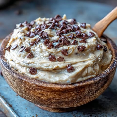 Fiber-Packed Chickpea Cookie Dough Dip: smooth, rich, and studded with tempting chocolate chips.