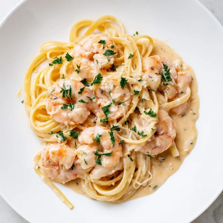 Serve Creamy Garlic Shrimp Pasta for a restaurant-quality weeknight dinner, garnished with lemon wedges and a sprinkle of Parmesan for extra zest.
