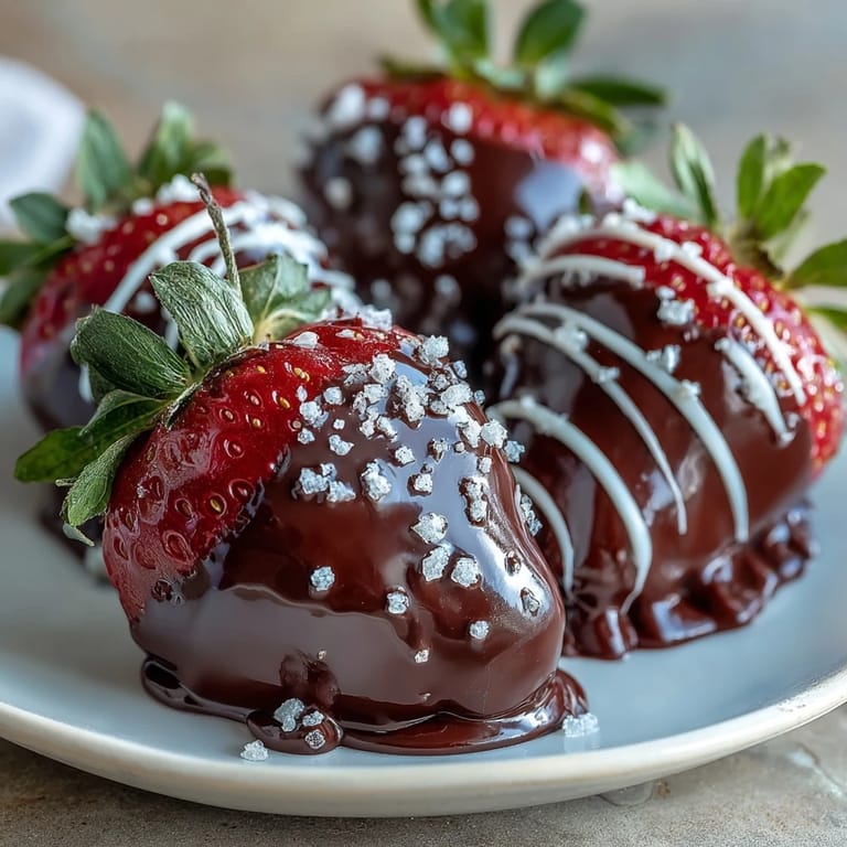 Chocolate-covered strawberries dipped in dark chocolate with chopped nut topping close-up.