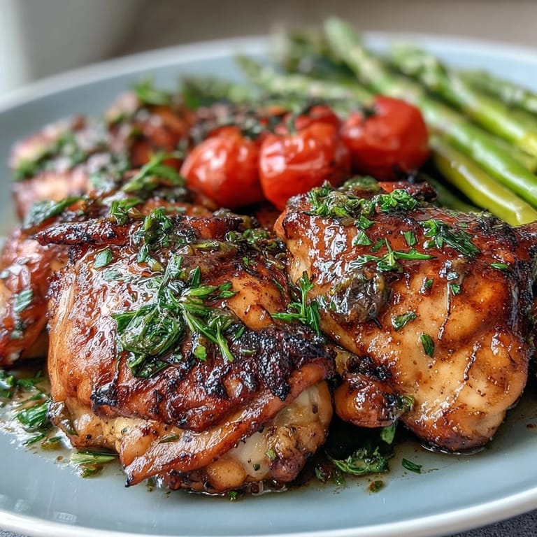 Flavorful and healthy sheet pan chicken with fresh asparagus, snap peas, and carrots, coated in a zesty lemon-thyme dressing—perfect for easy, balanced meals.