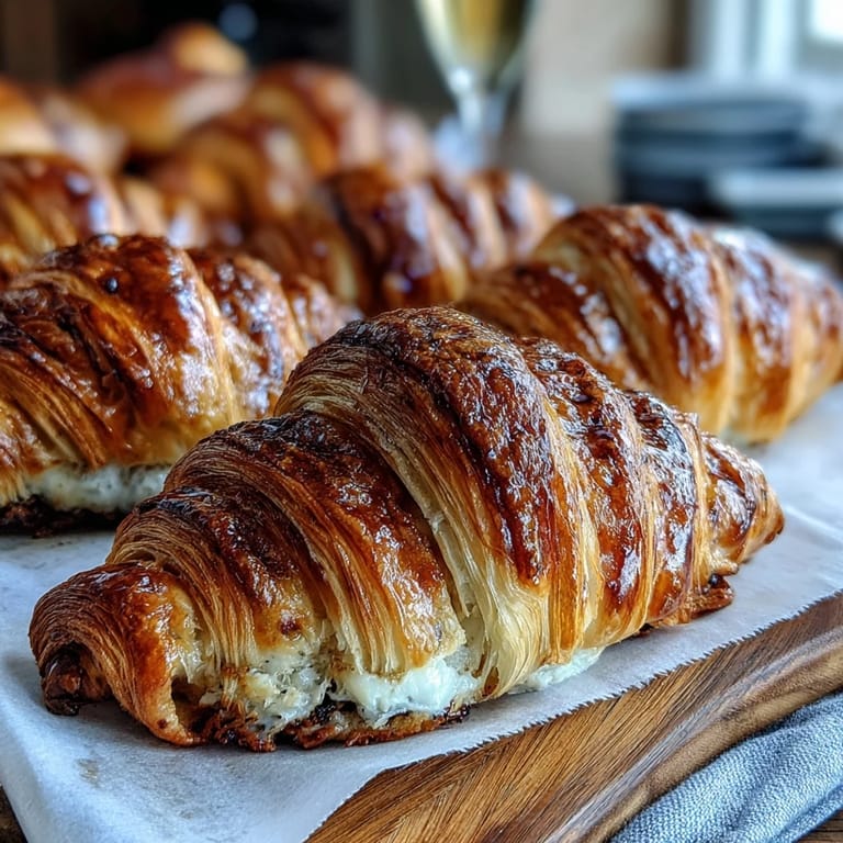Decorative Mothers Day brunch platter with mini croissants, seasonal fruit, and sparkling mimosa cocktails.