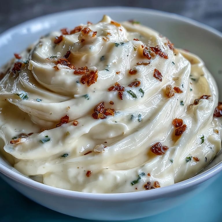 Rich, glossy aioli made from scratch, featuring bright lemon and Dijon notes, great for burgers or crudités.