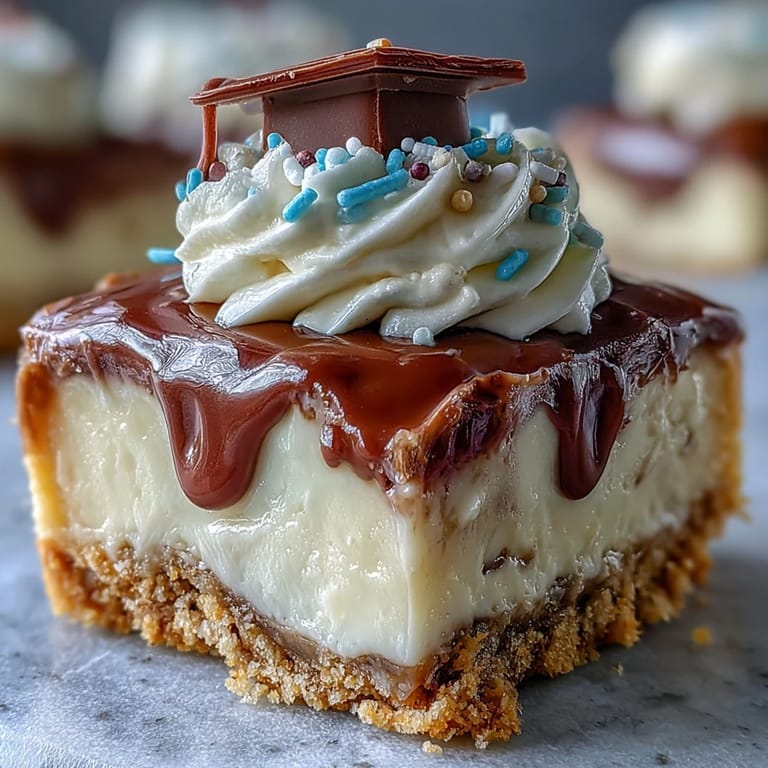 Festively decorated, these easy graduation cheesecake bites are ready to celebrate.
