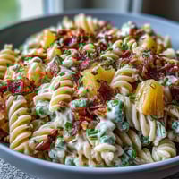 Vibrant Hawaiian Pasta Salad with sweet pineapple and savory ham, perfect for summer picnics.