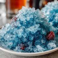 Refreshing blue raspberry lemonade slushie with crushed ice, perfect for cooling down on a hot summer day.